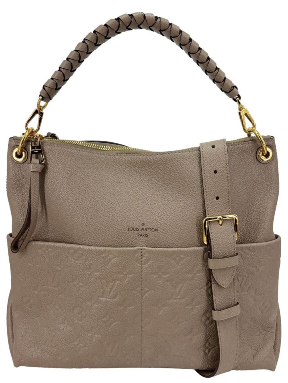 Louis Vuitton Maida Monogram Empreinte Leather Hobo Shoulder Bag Beige